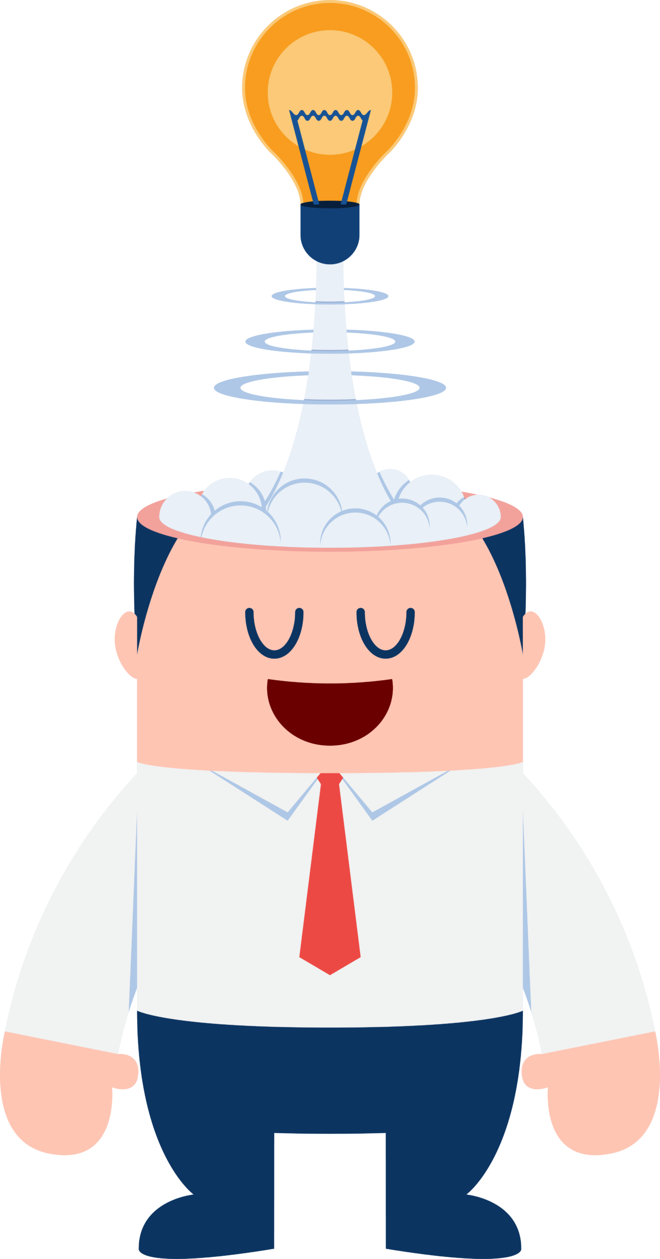 Light bulb of idea exploding from businessman head